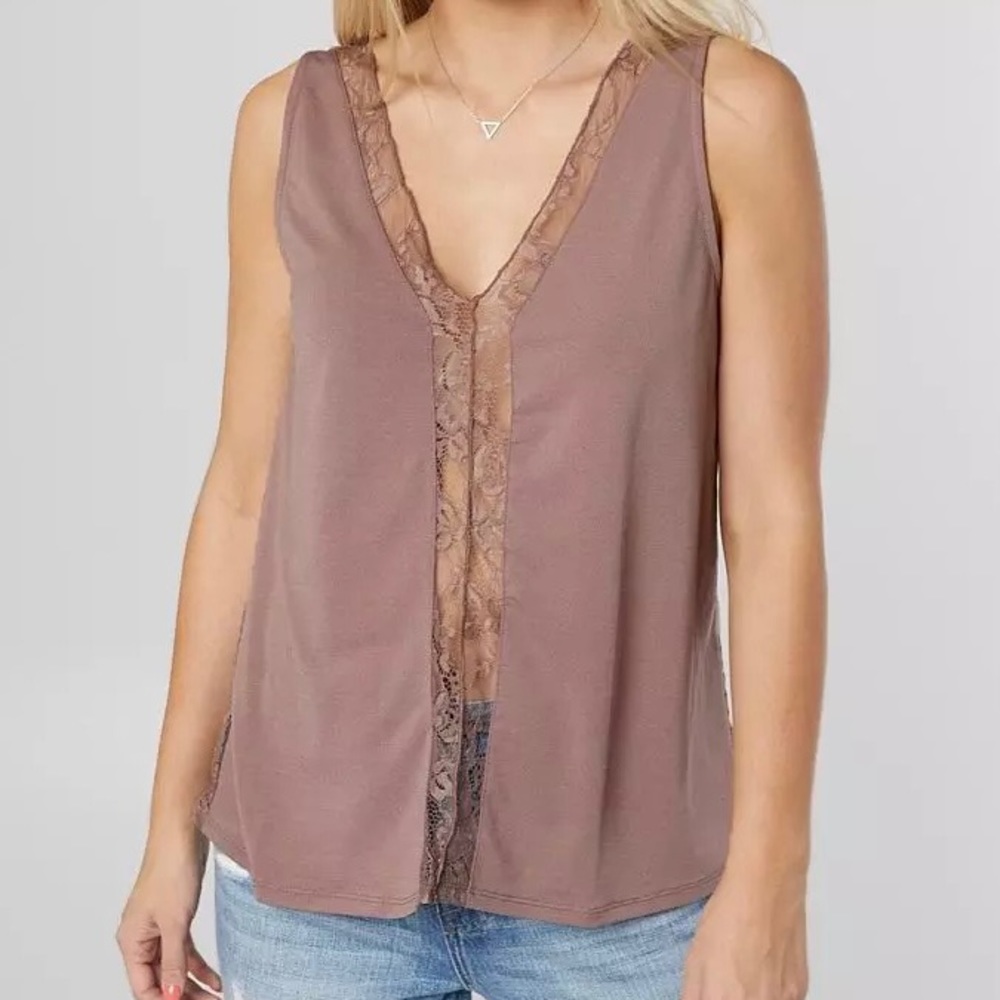 Floral Lace V-neck Tank Top-xs